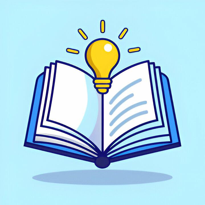 Creative Knowledge Concept with Open Book and Glowing Light Bulb Illustration.jpeg